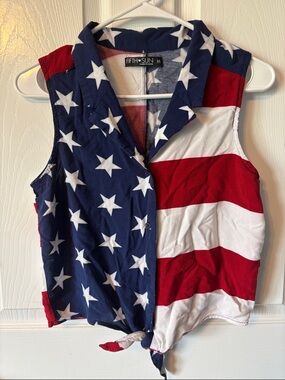 Fifth Sun Red, White & Blue Star Stripe Tie-Front Camisole